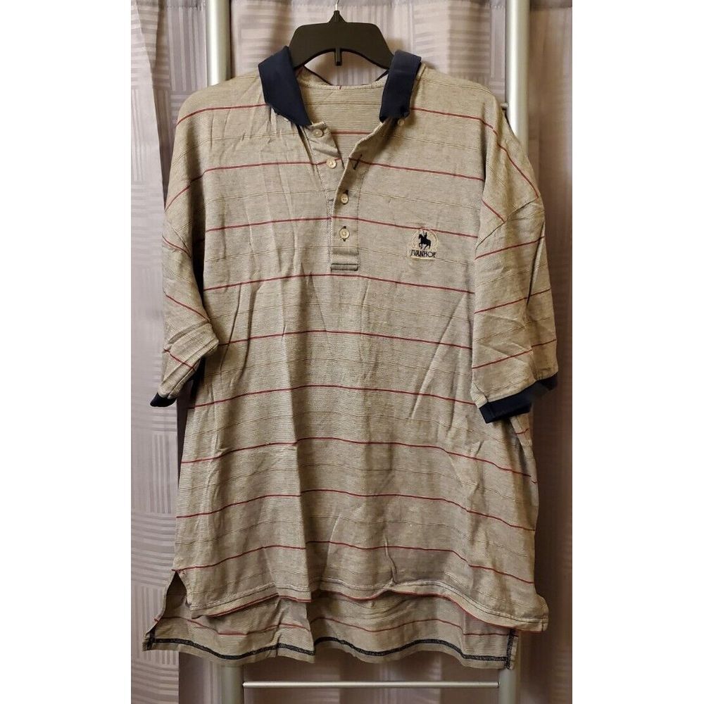 Men's Descente Golf Collection Large Striped‎ Golf Shirt Polo